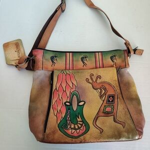 Hand-Painted Leather Shoulder Bag